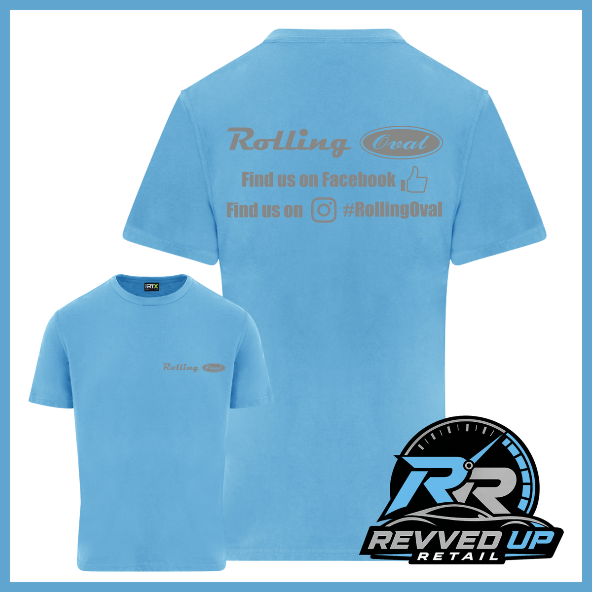 A light blue short-sleeve t-shirt shown from both front and back. The back features a gray graphic of a Ford Focus estate and wagon with the text 'Ford Focus Estate/Wagon Group'.