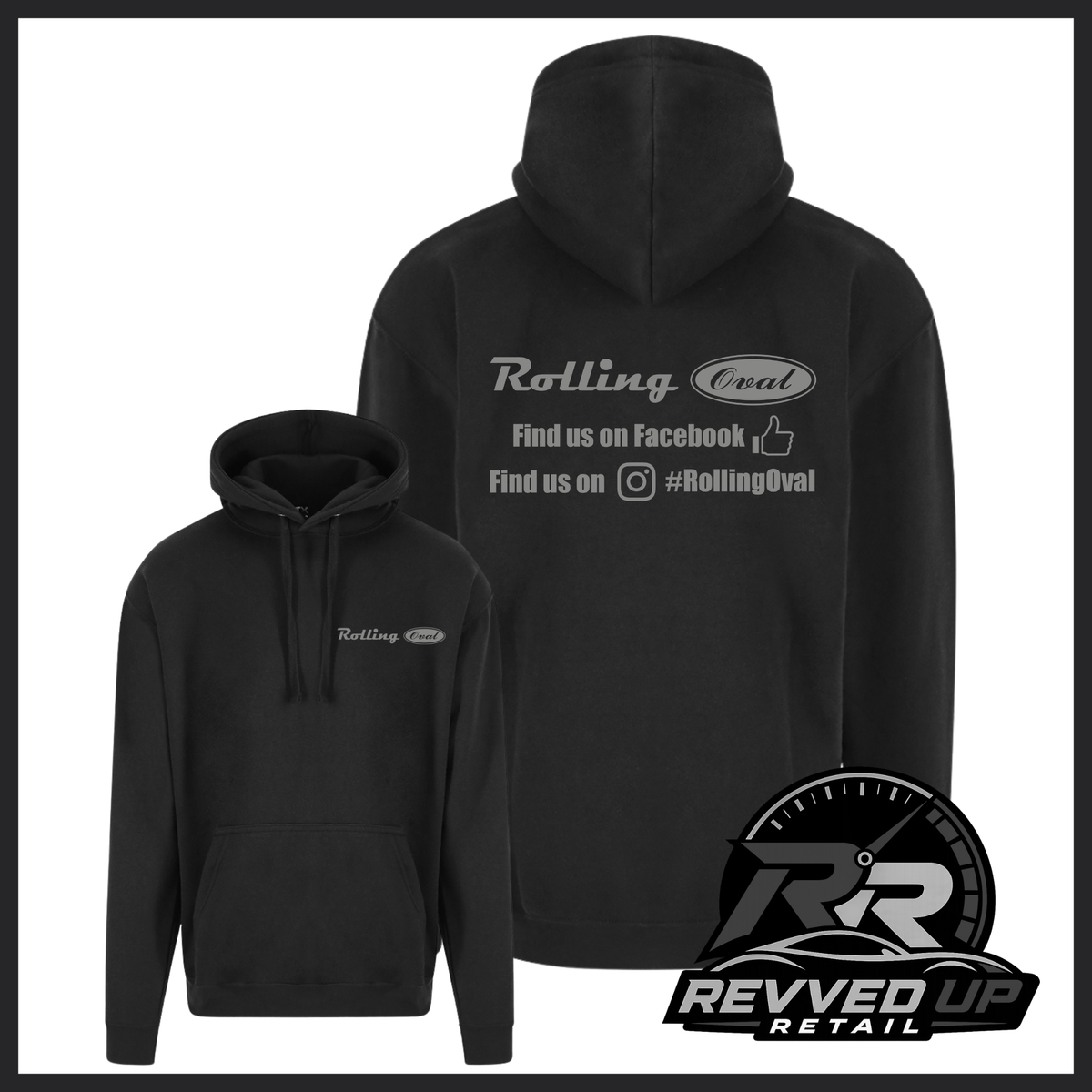 Black pullover hoodie shown from front and back on a white background. The front has a small chest graphic, and the back has a larger car silhouette graphic with the text 'Ford Focus Estate/Wagon Group'.