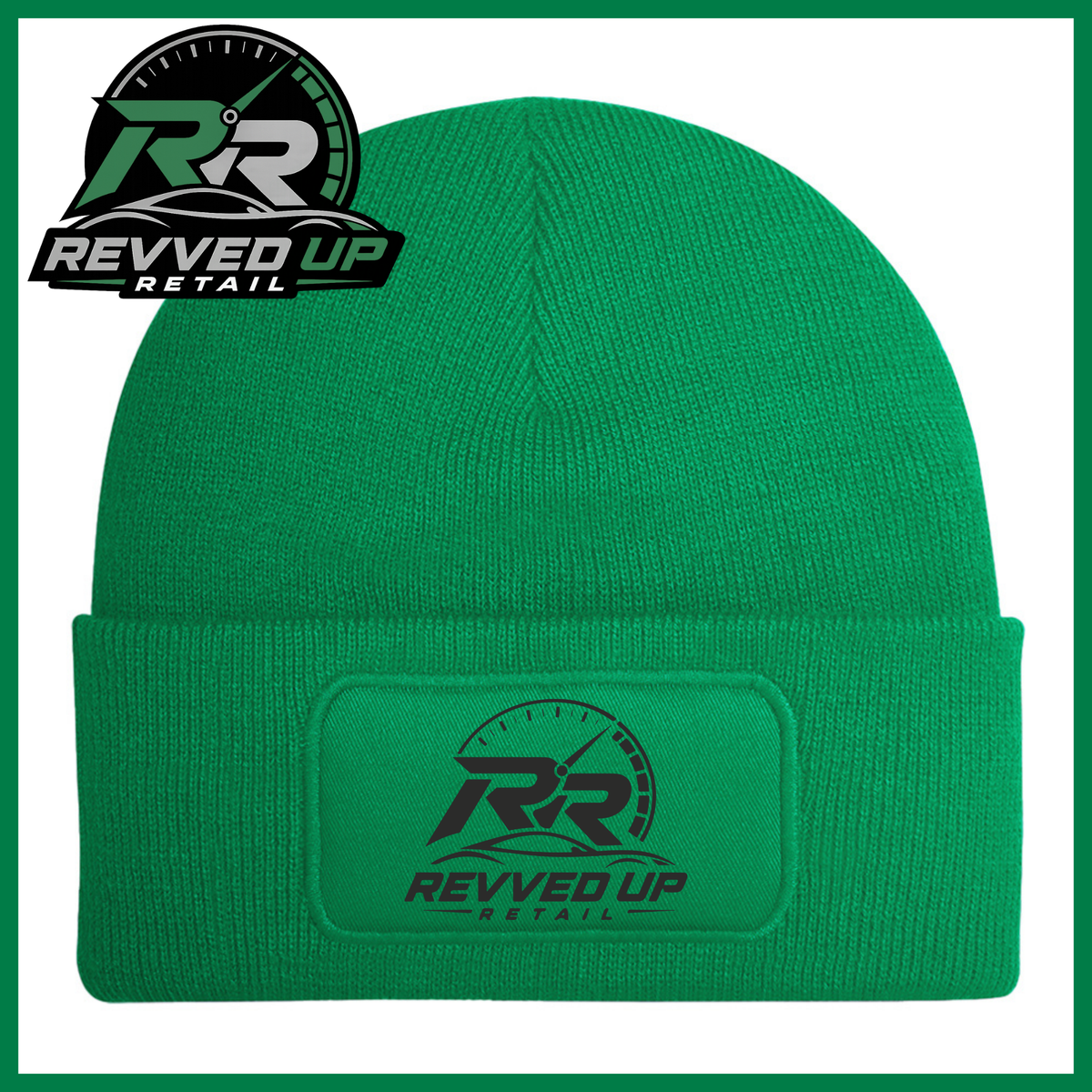 Revved Up Retail Full Logo Beanie Hat - Kelly Green