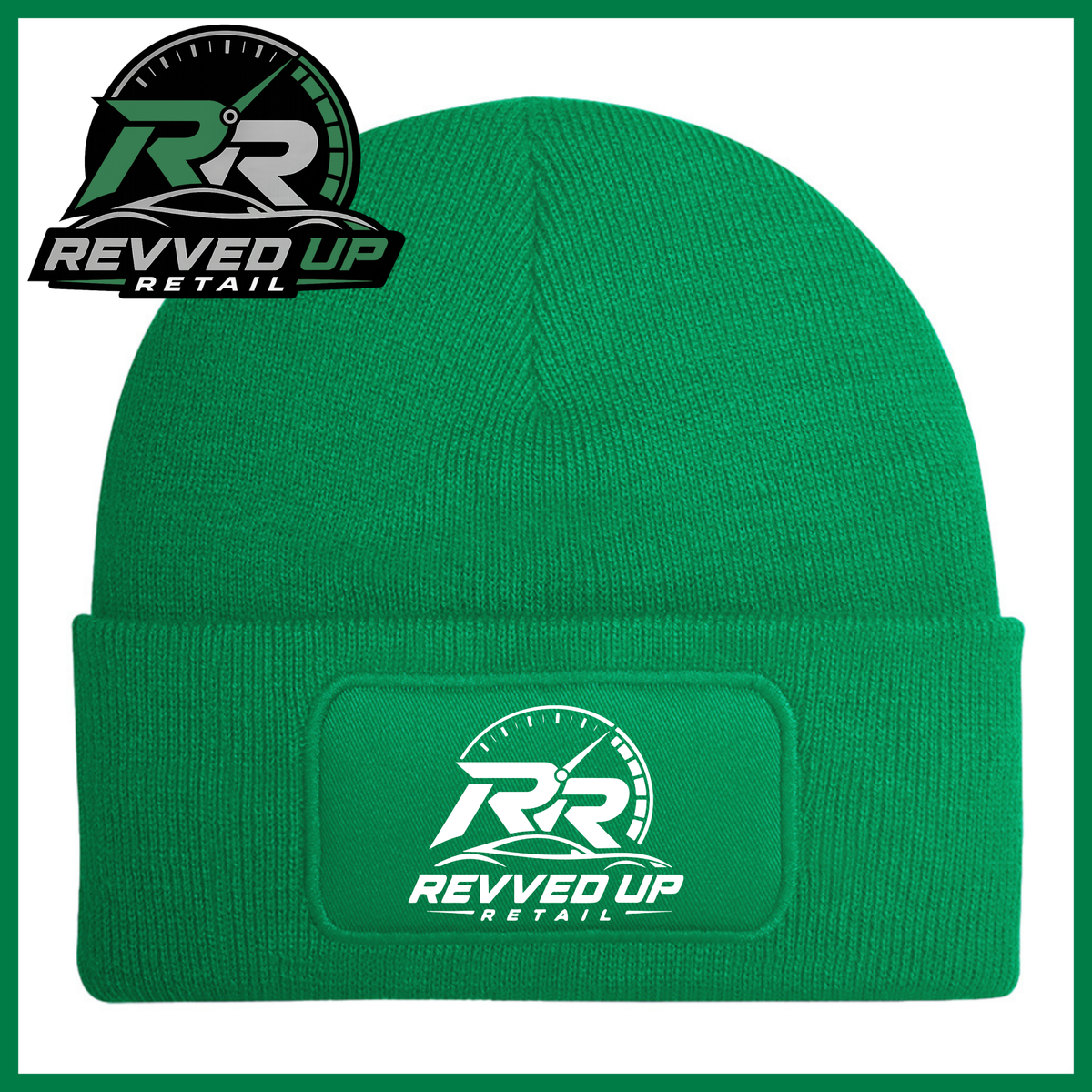 Revved Up Retail Full Logo Beanie Hat - Kelly Green