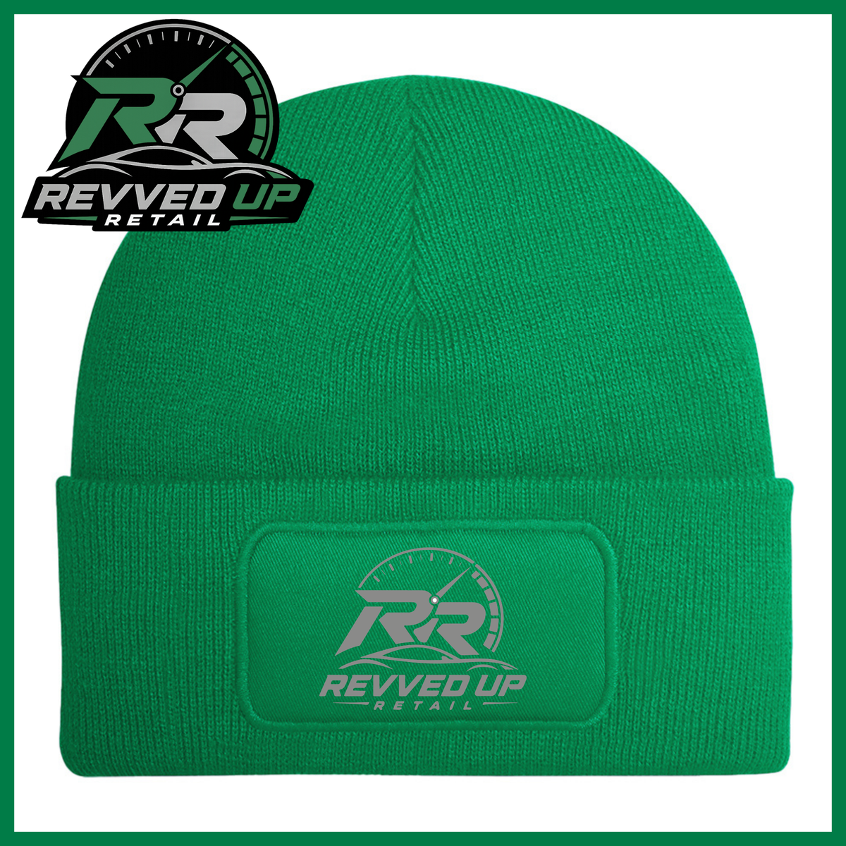 Revved Up Retail Full Logo Beanie Hat - Kelly Green