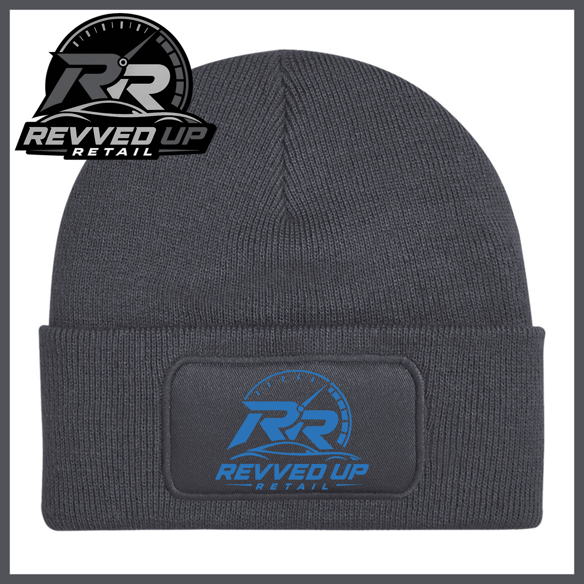 Revved Up Retail Full Logo Beanie Hat - Grey