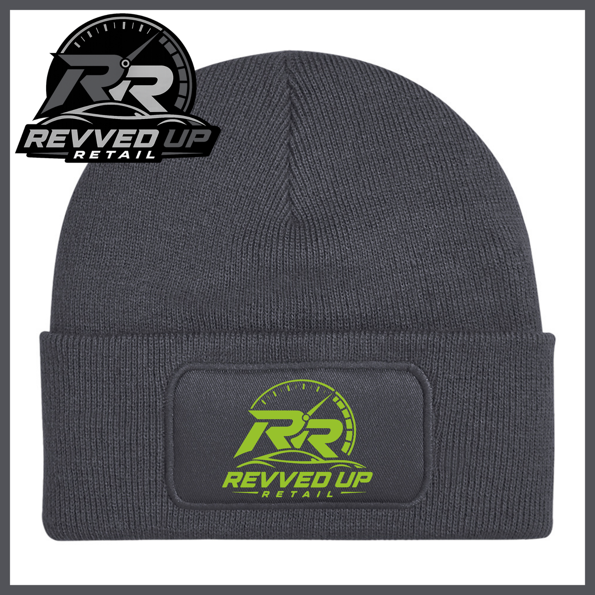Revved Up Retail Full Logo Beanie Hat - Grey