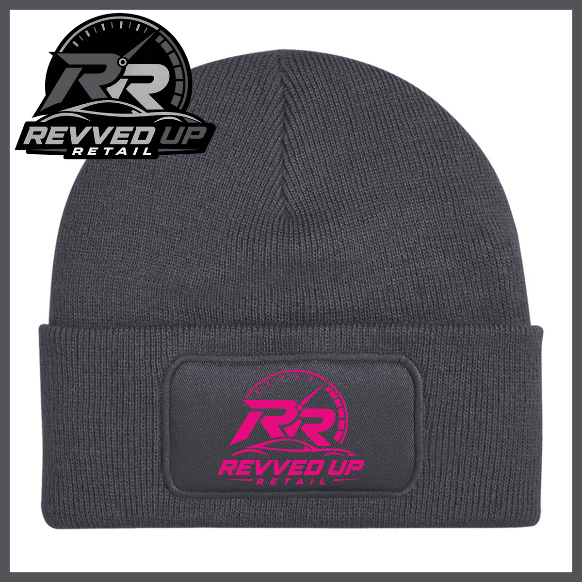 Revved Up Retail Full Logo Beanie Hat - Grey