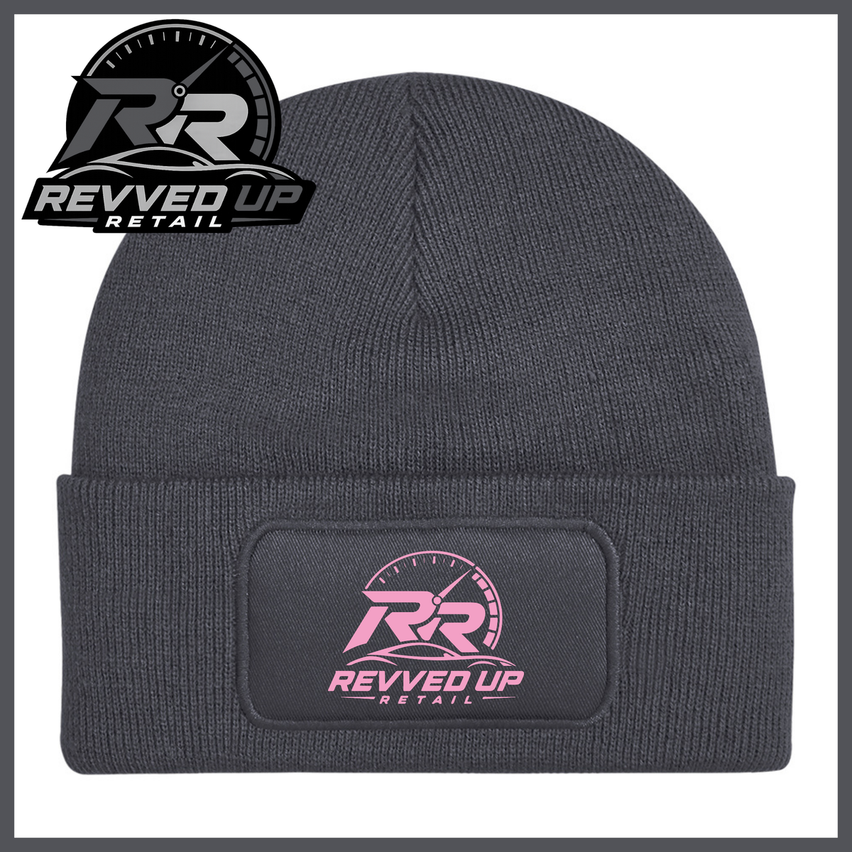Revved Up Retail Full Logo Beanie Hat - Grey