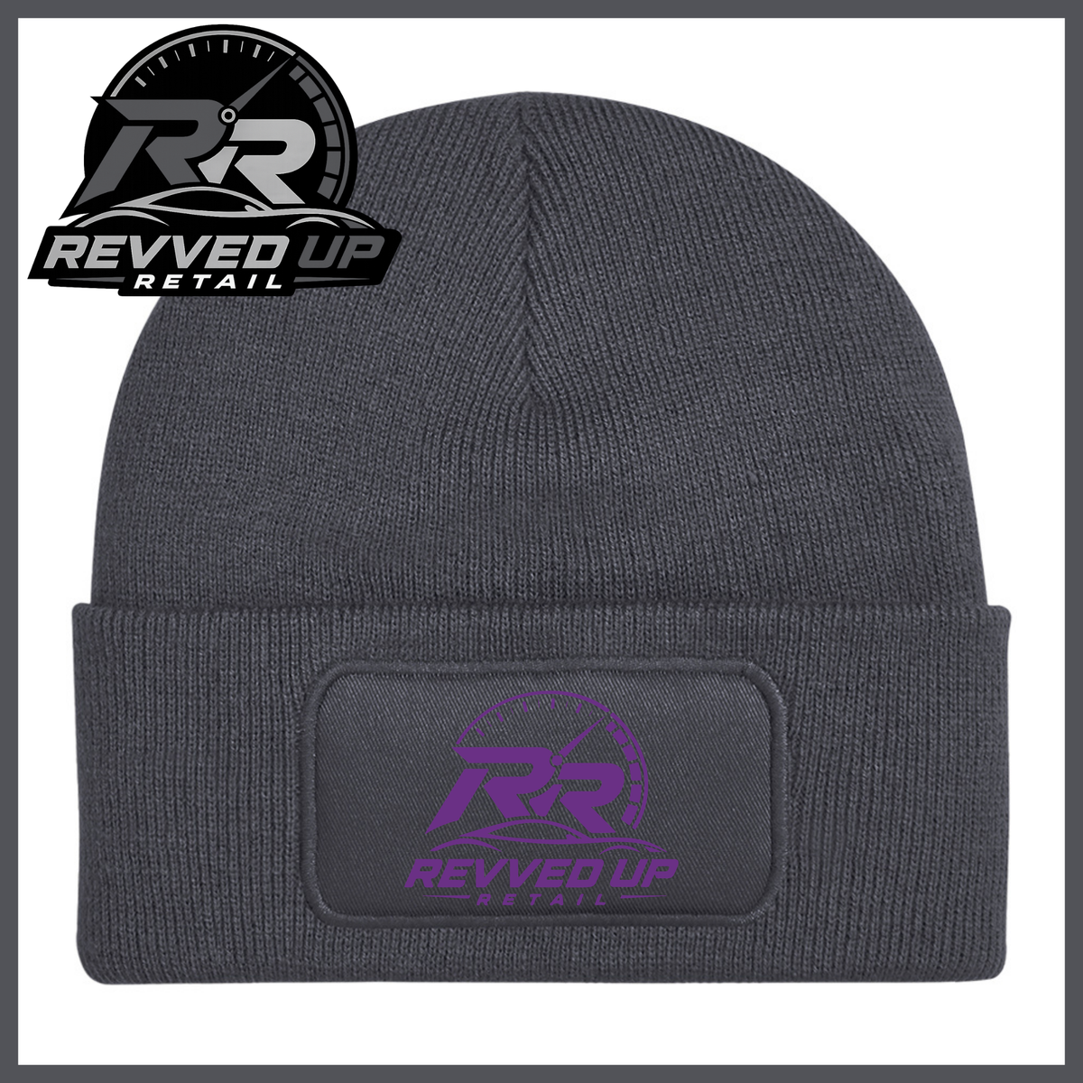 Revved Up Retail Full Logo Beanie Hat - Grey