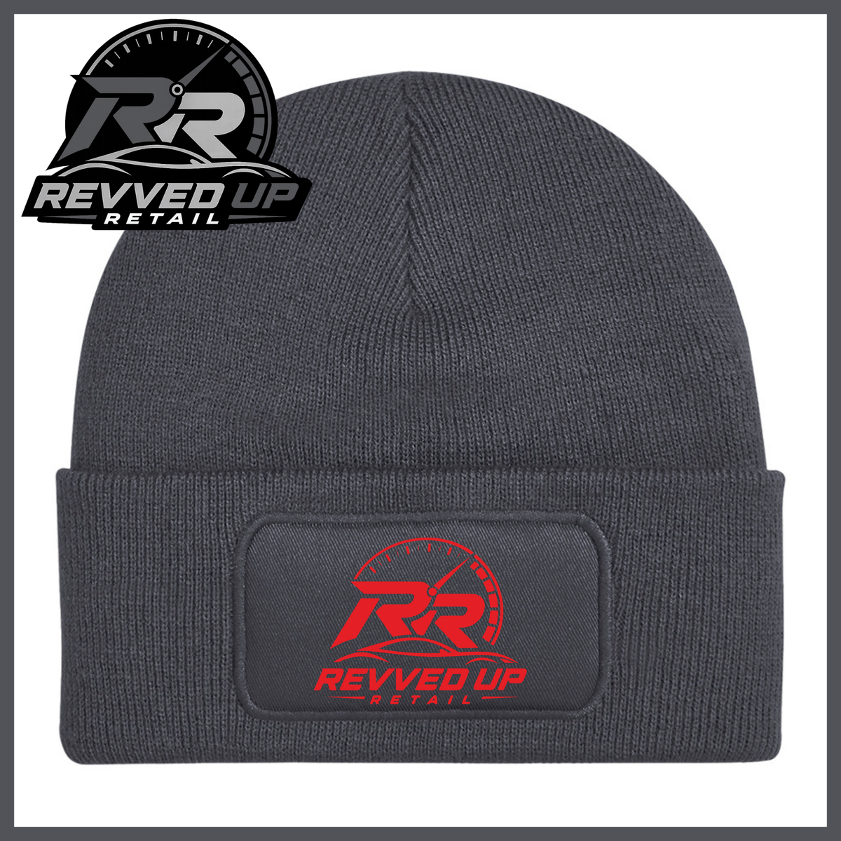 Revved Up Retail Full Logo Beanie Hat - Grey