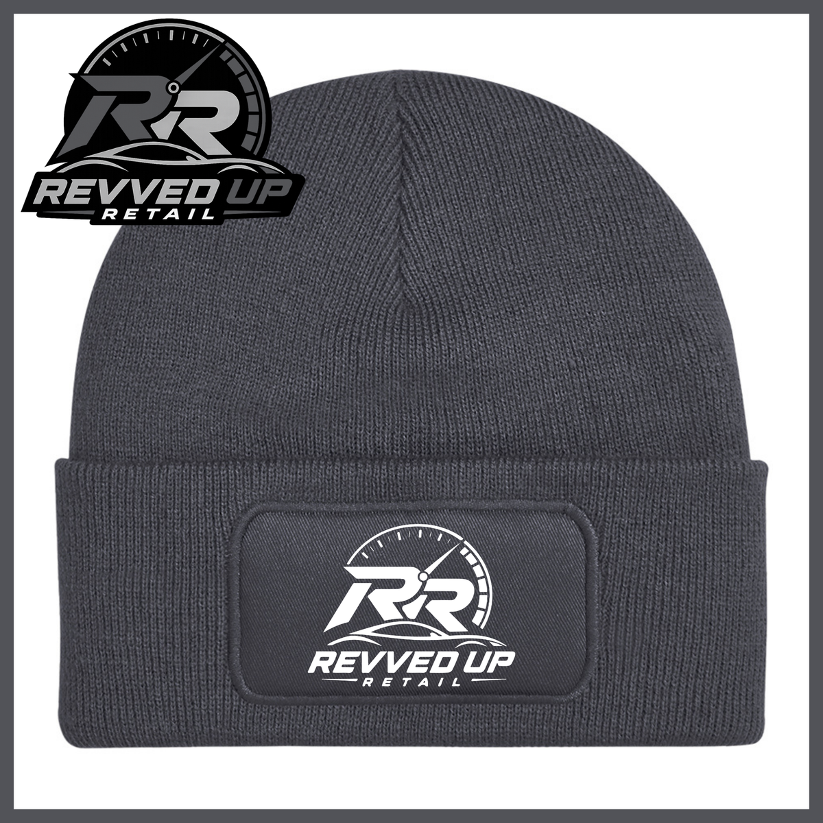 Revved Up Retail Full Logo Beanie Hat - Grey