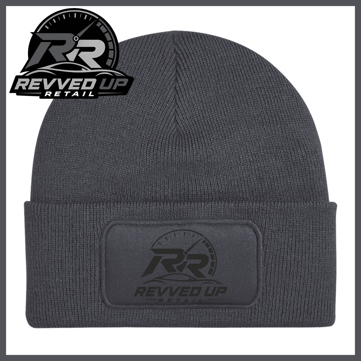 Revved Up Retail Full Logo Beanie Hat - Grey