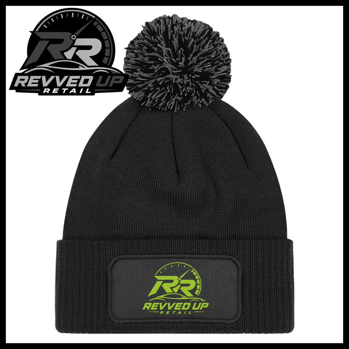 Revved Up Retail Full Logo Pom Pom Hat - Black