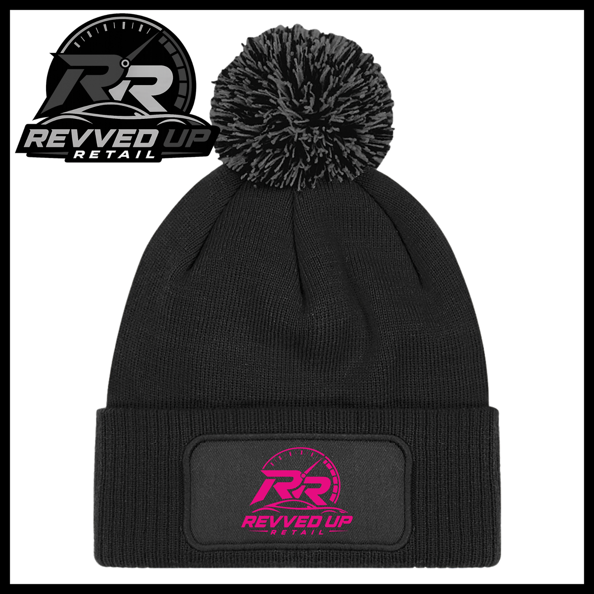 Revved Up Retail Full Logo Pom Pom Hat - Black