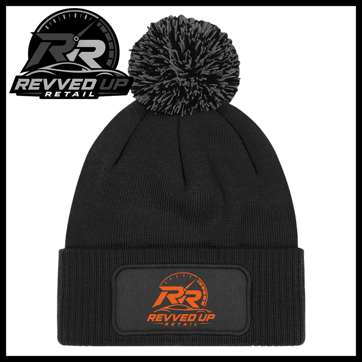Revved Up Retail Full Logo Pom Pom Hat - Black