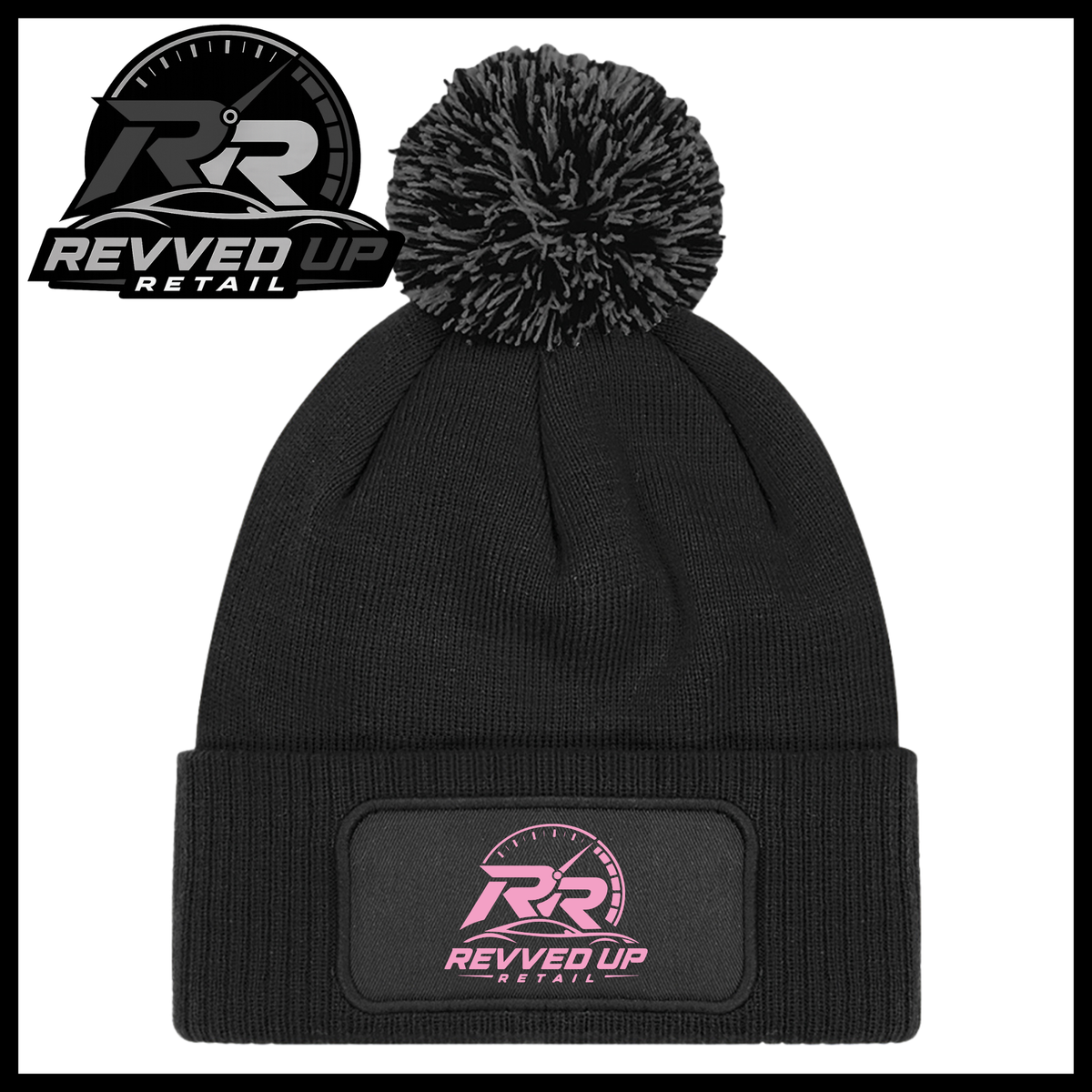 Revved Up Retail Full Logo Pom Pom Hat - Black