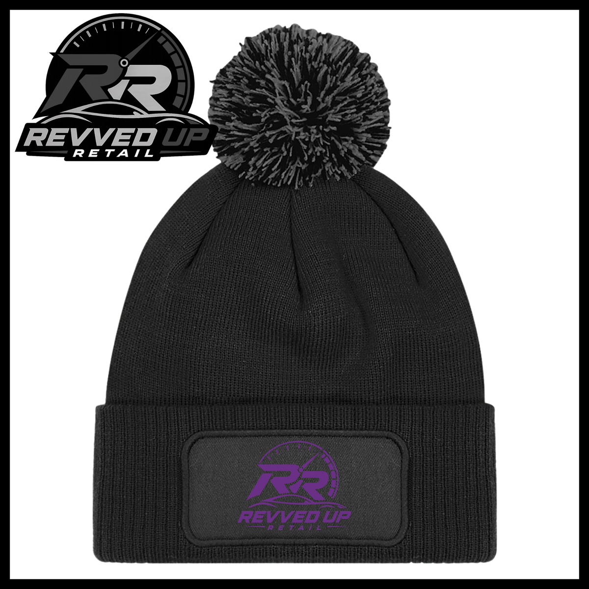 Revved Up Retail Full Logo Pom Pom Hat - Black