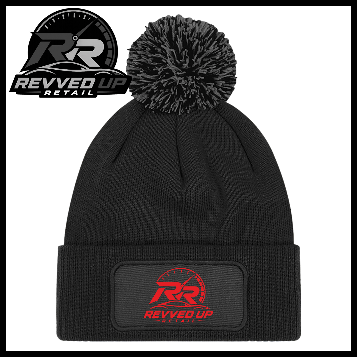 Revved Up Retail Full Logo Pom Pom Hat - Black