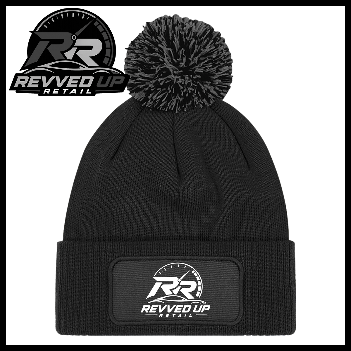Revved Up Retail Full Logo Pom Pom Hat - Black