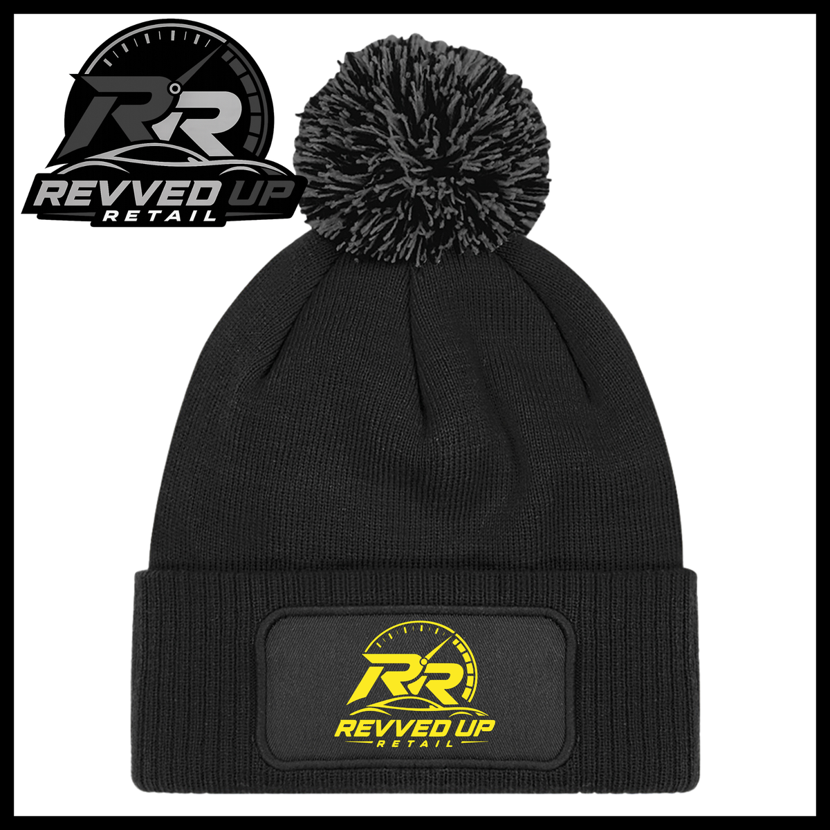 Revved Up Retail Full Logo Pom Pom Hat - Black