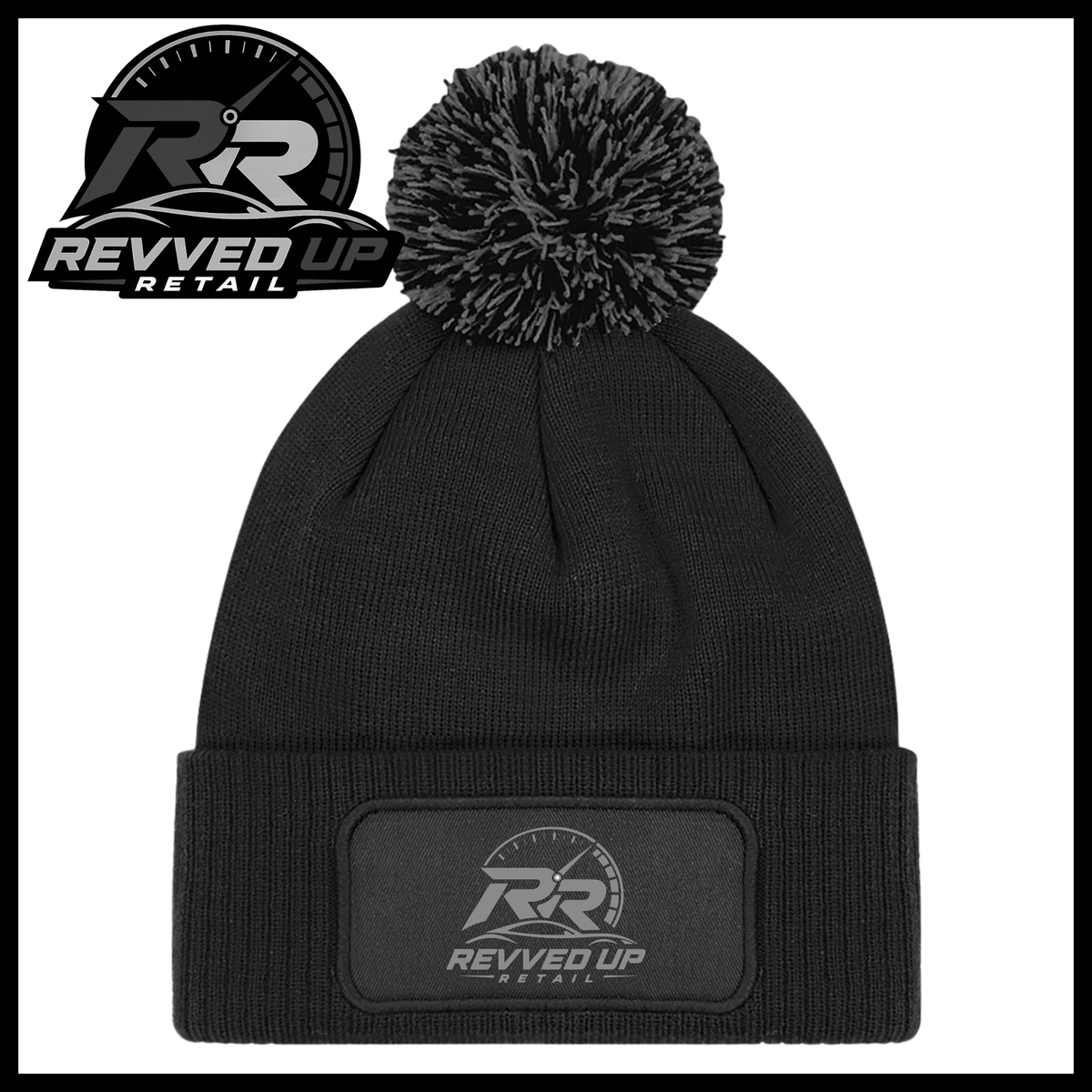Revved Up Retail Full Logo Pom Pom Hat - Black
