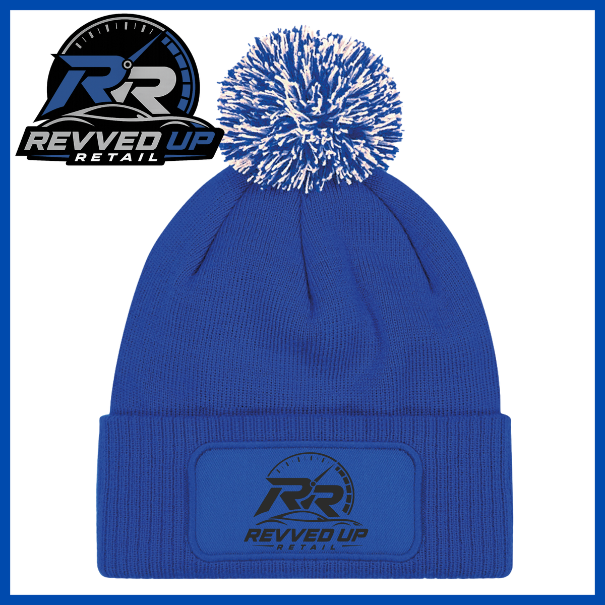 Revved Up Retail Full Logo Pom Pom Hat - Royal Blue