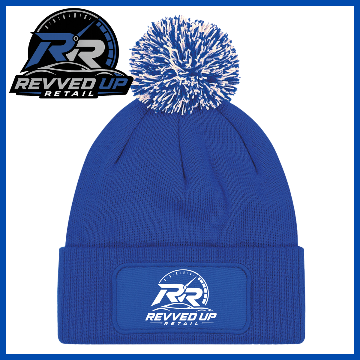 Revved Up Retail Full Logo Pom Pom Hat - Royal Blue