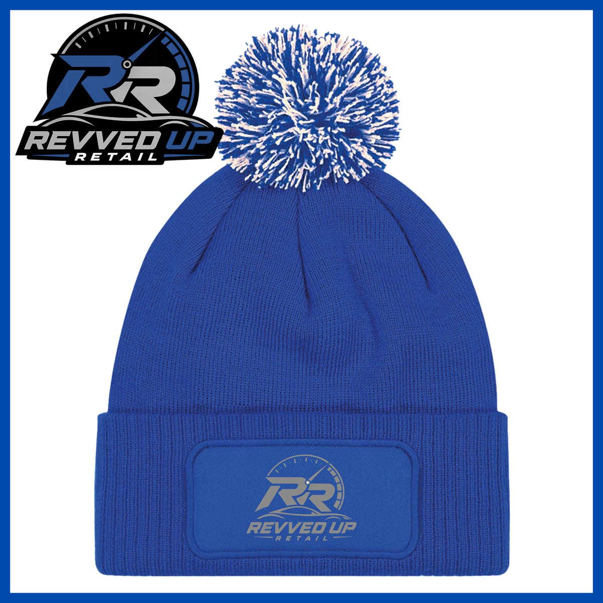 Revved Up Retail Full Logo Pom Pom Hat - Royal Blue