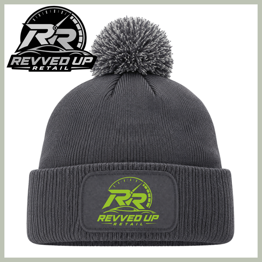Revved Up Retail Full Logo Pom Pom Hat - Grey